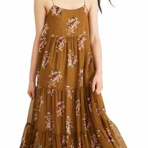 Madewell women tiered Midi Dress in Metallic Corsage